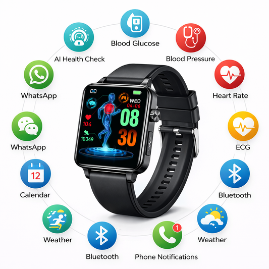 Med-Watch Pro 2.0 (NEW with Glucose Function) Square Display